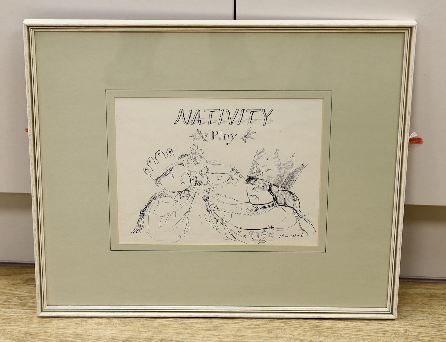 John Stanton Ward (1917-2007), pen and ink, 'Nativity Play', signed, 21 x 27cm